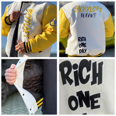 Custom Varsity Jacket Letterman jacket for Men, Women and Youth Royal Yellow