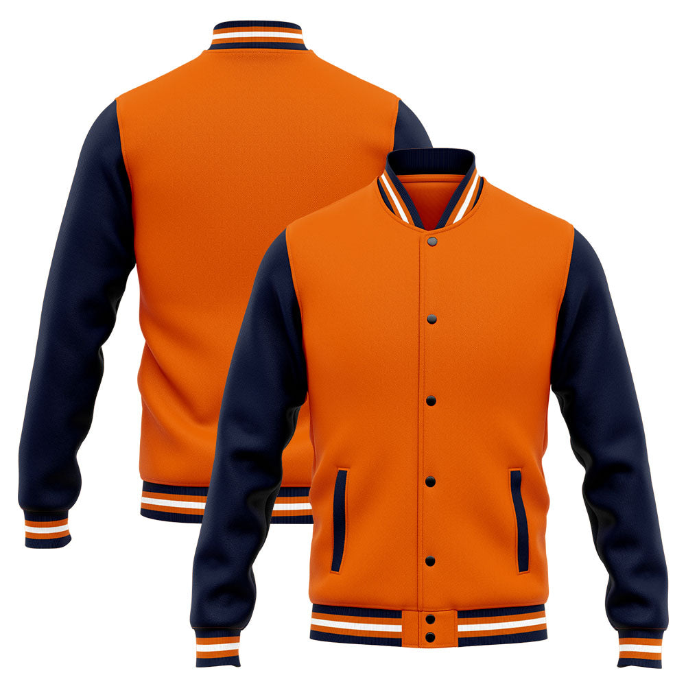 Custom Varsity Jacket Letterman jacket for Men, Women and Youth Navy Orange