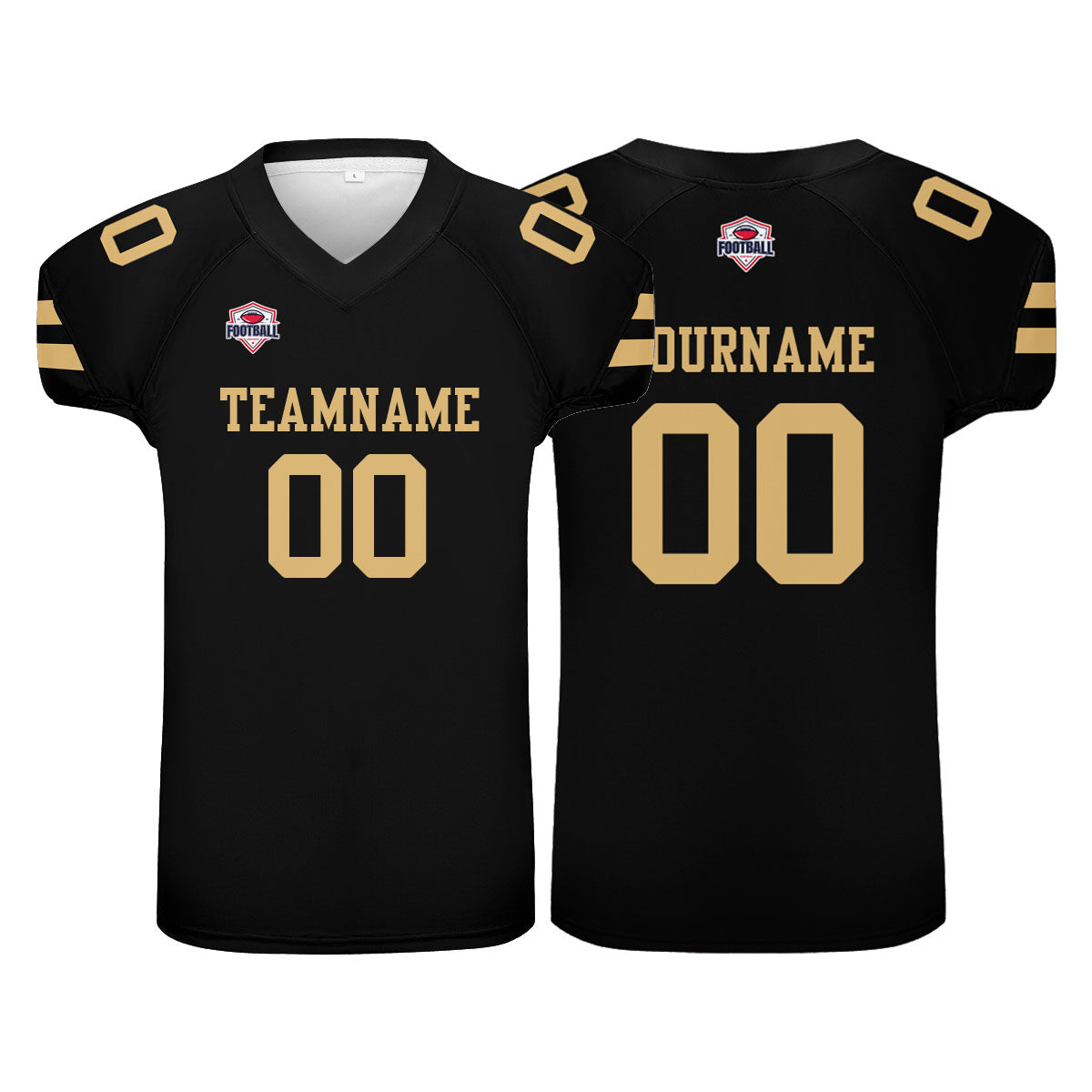 Custom Football Jersey Shirt Personalized Printed Team Name Number Black