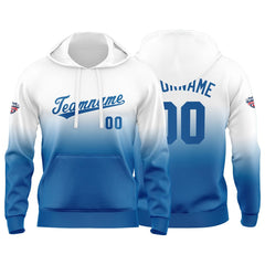 Custom Gradient Sweatshirt Hoodie For Man Woman Girl Boy Print Your Logo Name Number White Blue