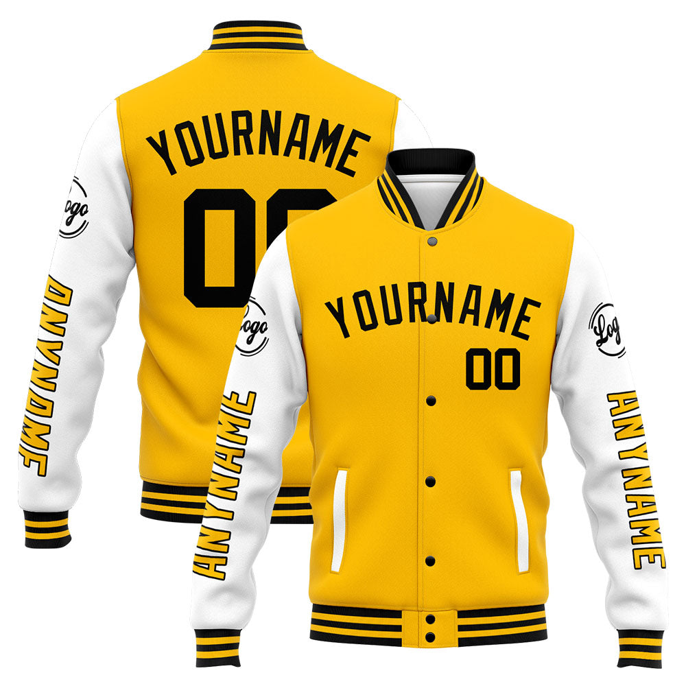 Custom Varsity Jacket Letterman jacket for Men, Women and Youth Yellow Black