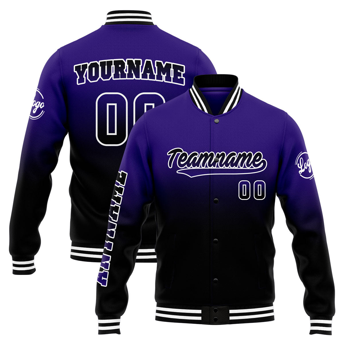 Custom Varsity Jacket Letterman jacket for Men, Women and Youth Purple&Black