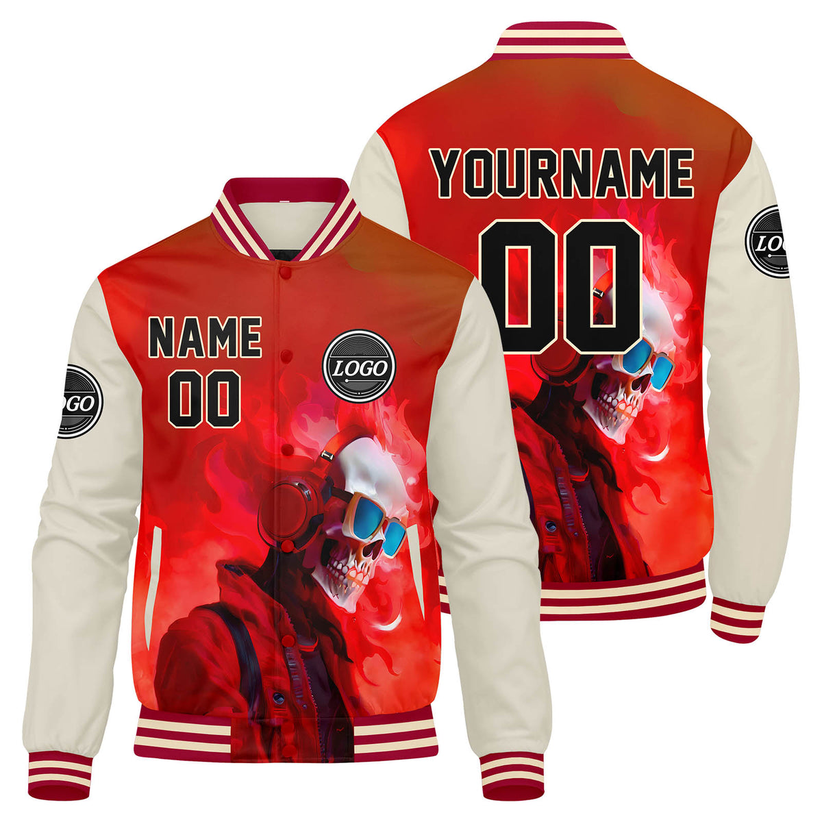 Custom Varsity Jacket Letterman jacket for Men, Women and Youth Red Cream