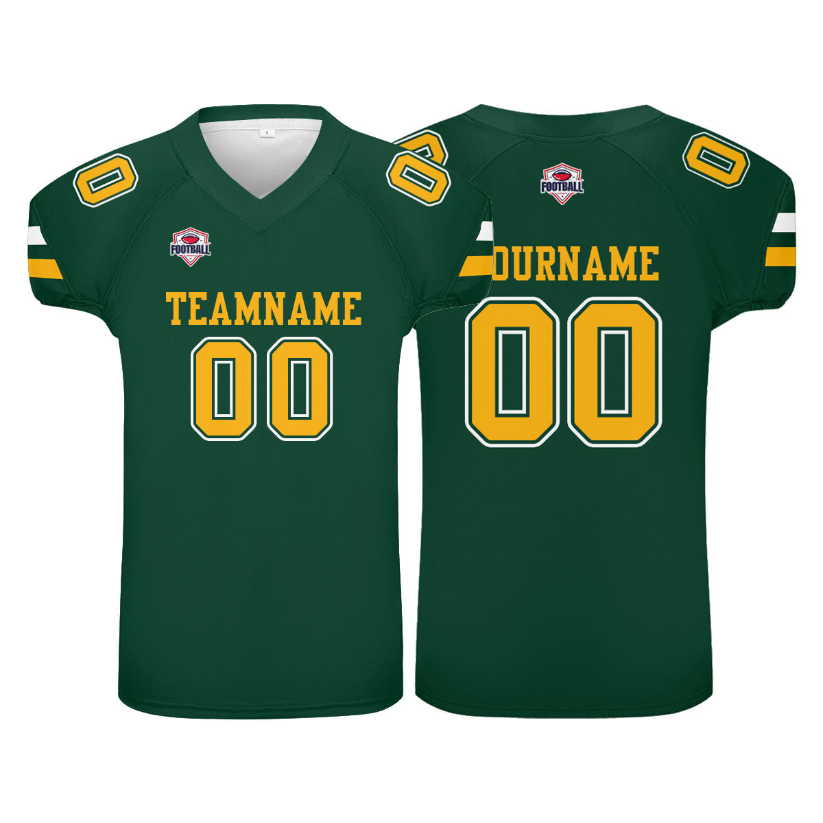 Custom Football Jersey Shirt Personalized Printed Team Name Number Green