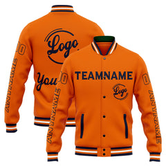 Custom Varsity Jacket Letterman jacket for Men, Women and Youth Navy Orange