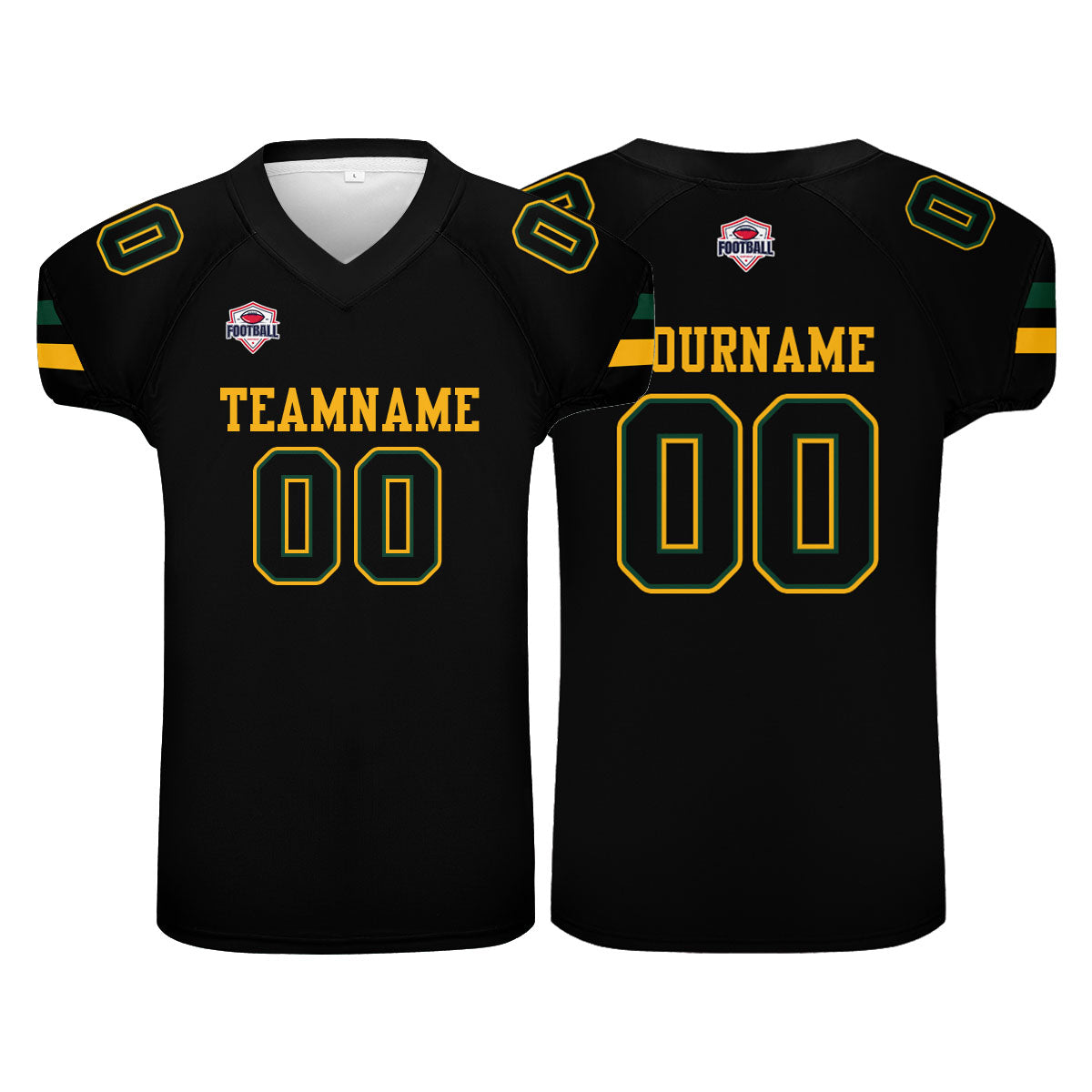 Custom Football Jersey Shirt Personalized Printed Team Name Number Black