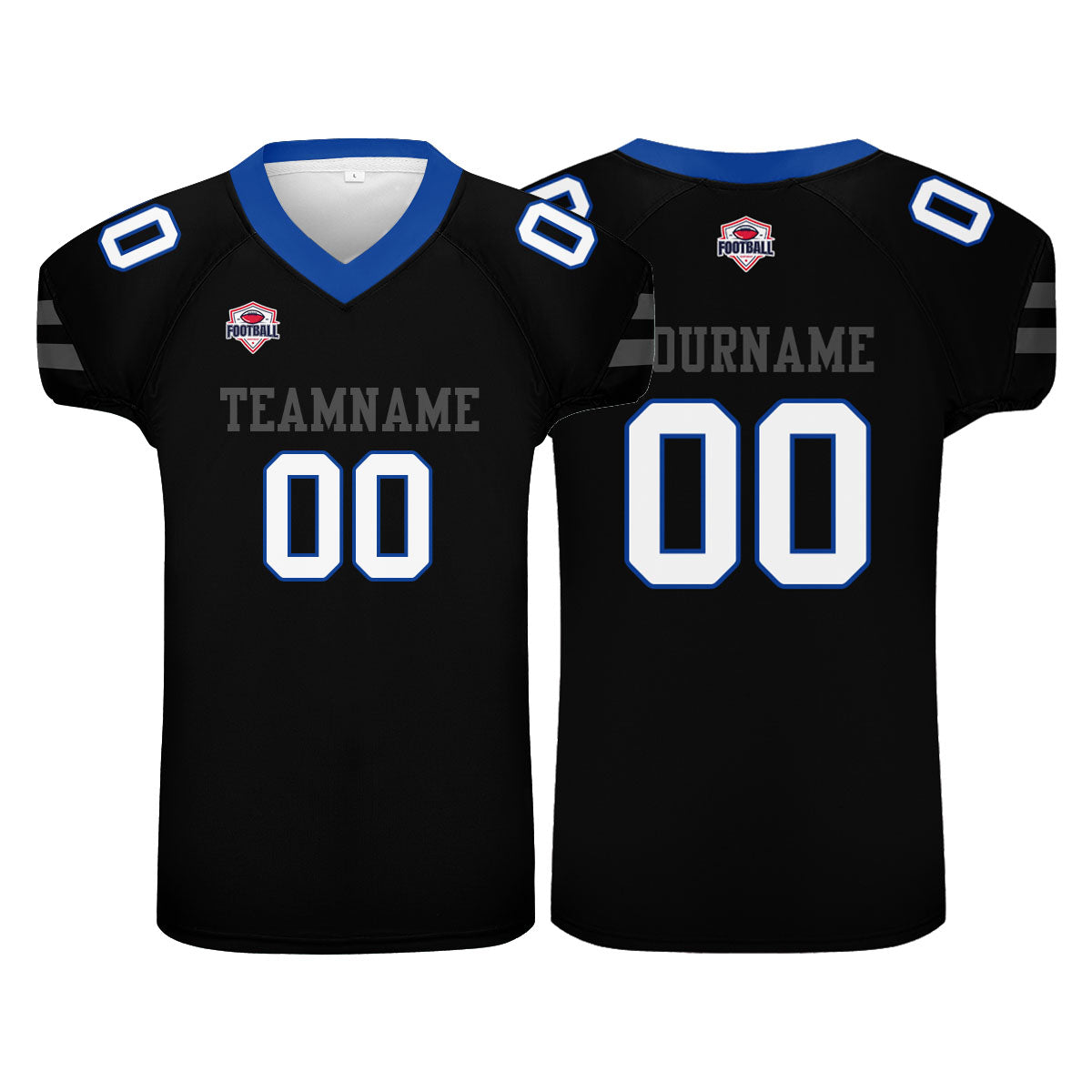 Custom Football Jersey Shirt Personalized Printed Team Name Number Black