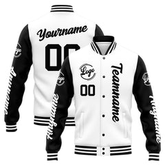 Custom Varsity Jacket Letterman jacket for Men, Women and Youth White Black