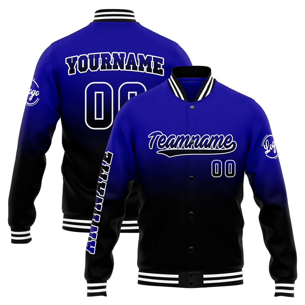 Custom Varsity Jacket Letterman jacket for Men, Women and Youth Royal&Black