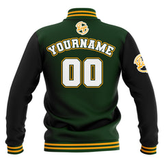 Custom Black Drak Green Yellow Waterproof Varsity Jackets Personalized Stitched Name Number Logo to Letterman Jackets