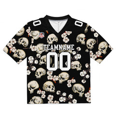 Custom Football Jersey Shirt Personalized Stitched Printed Team Name Number Skull-Black