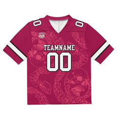 Custom Football Jersey Shirt Personalized Stitched Printed Team Name Number Bones-Raspberry red