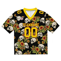 Custom Football Jersey Shirt Personalized Stitched Printed Team Name Number Skull-Yellow