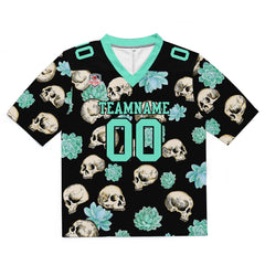 Custom Football Jersey Shirt Personalized Stitched Printed Team Name Number Skull-Light Green