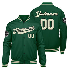 Custom Varsity Jacket Letterman jacket for Men, Women and Youth Green Cream