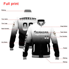 Custom Varsity Jacket Letterman jacket for Men, Women and Youth White&Black