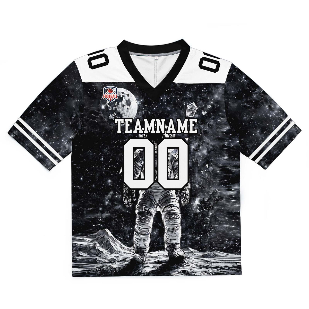 Custom Football Jersey Shirt Personalized Stitched Printed Team Name Number Black&White