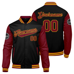 Custom Varsity Jacket Letterman jacket for Men, Women and Youth Crimson Black Yellow