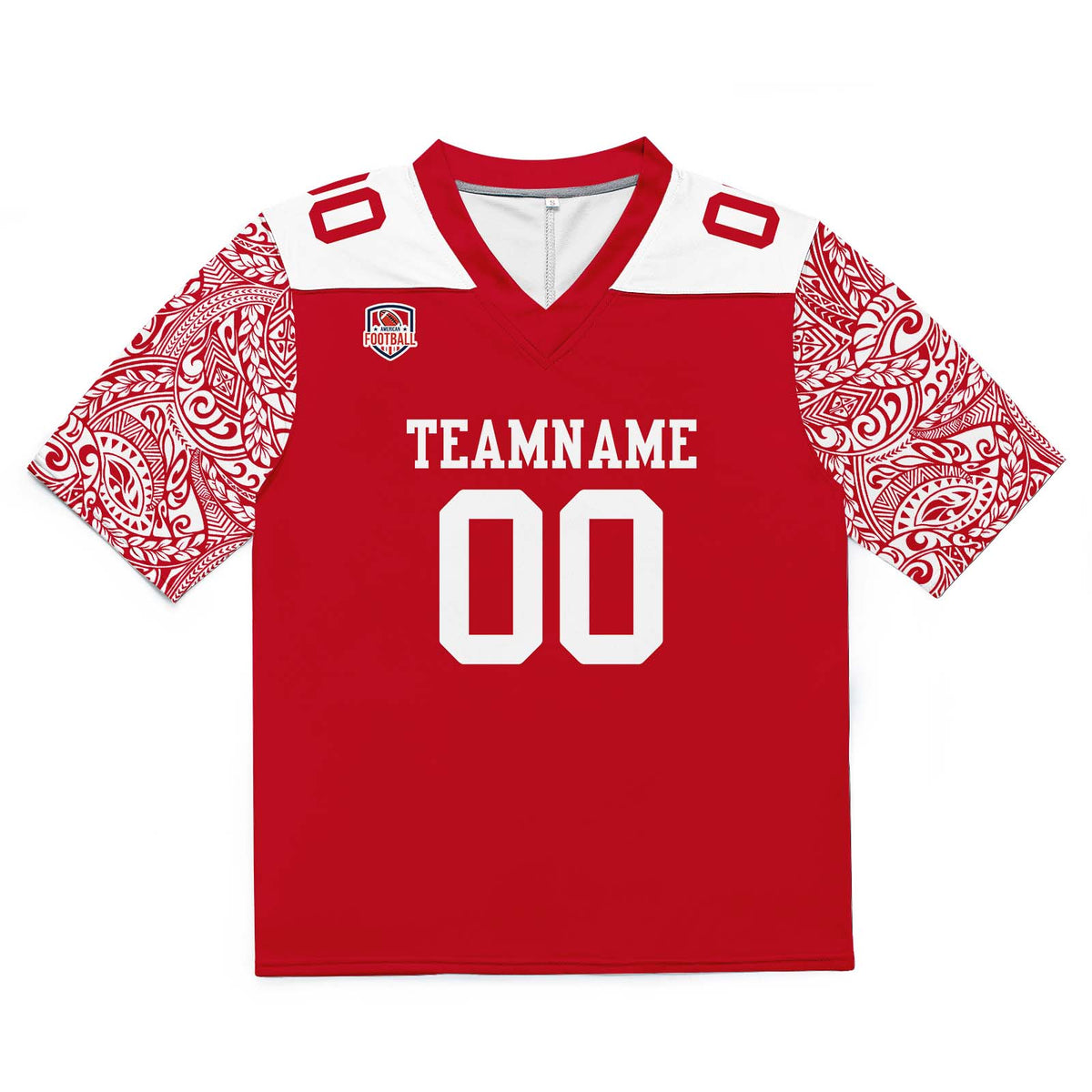 Custom Football Jersey Shirt Personalized Stitched Printed Team Name Number Red&White
