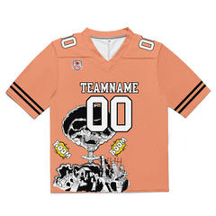 Custom Football Jersey Shirt Personalized Stitched Printed Team Name Number Light Orange Pink