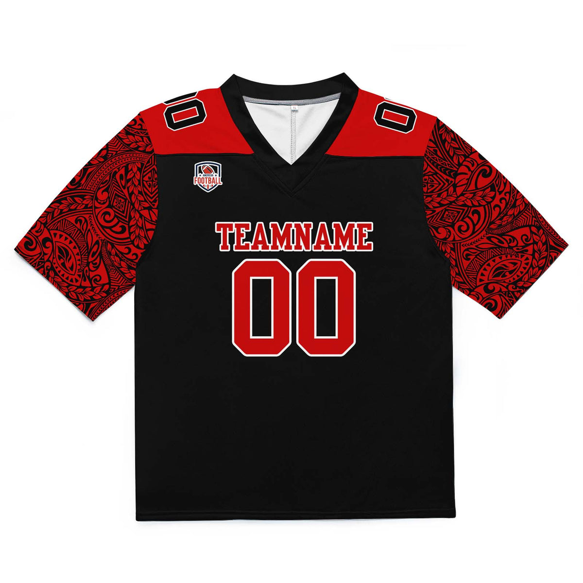 Custom Football Jersey Shirt Personalized Stitched Printed Team Name Number Black&Red