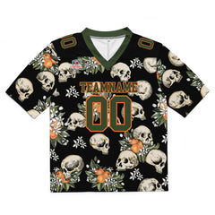 Custom Football Jersey Shirt Personalized Stitched Printed Team Name Number Skull-Olive green