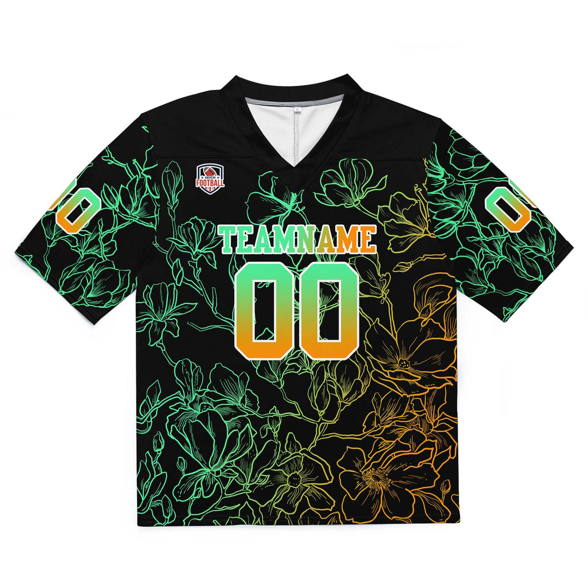 Custom Football Jersey Shirt Personalized Stitched Printed Team Name Number Green orange gradient