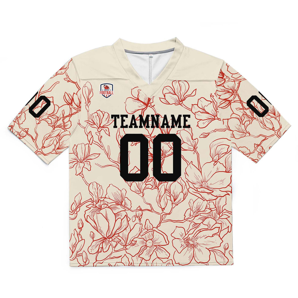 Custom Football Jersey Shirt Personalized Stitched Printed Team Name Number Cream&Red