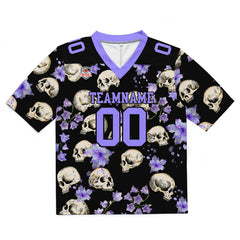 Custom Football Jersey Shirt Personalized Stitched Printed Team Name Number Skull-Purple