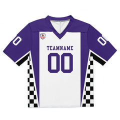 Custom Football Jersey Shirt Personalized Stitched Printed Team Name Number Purple & White