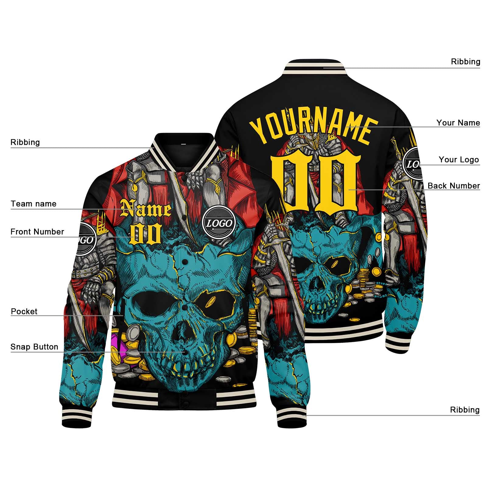 Custom Varsity Jacket Letterman jacket for Men, Women and Teal Yellow