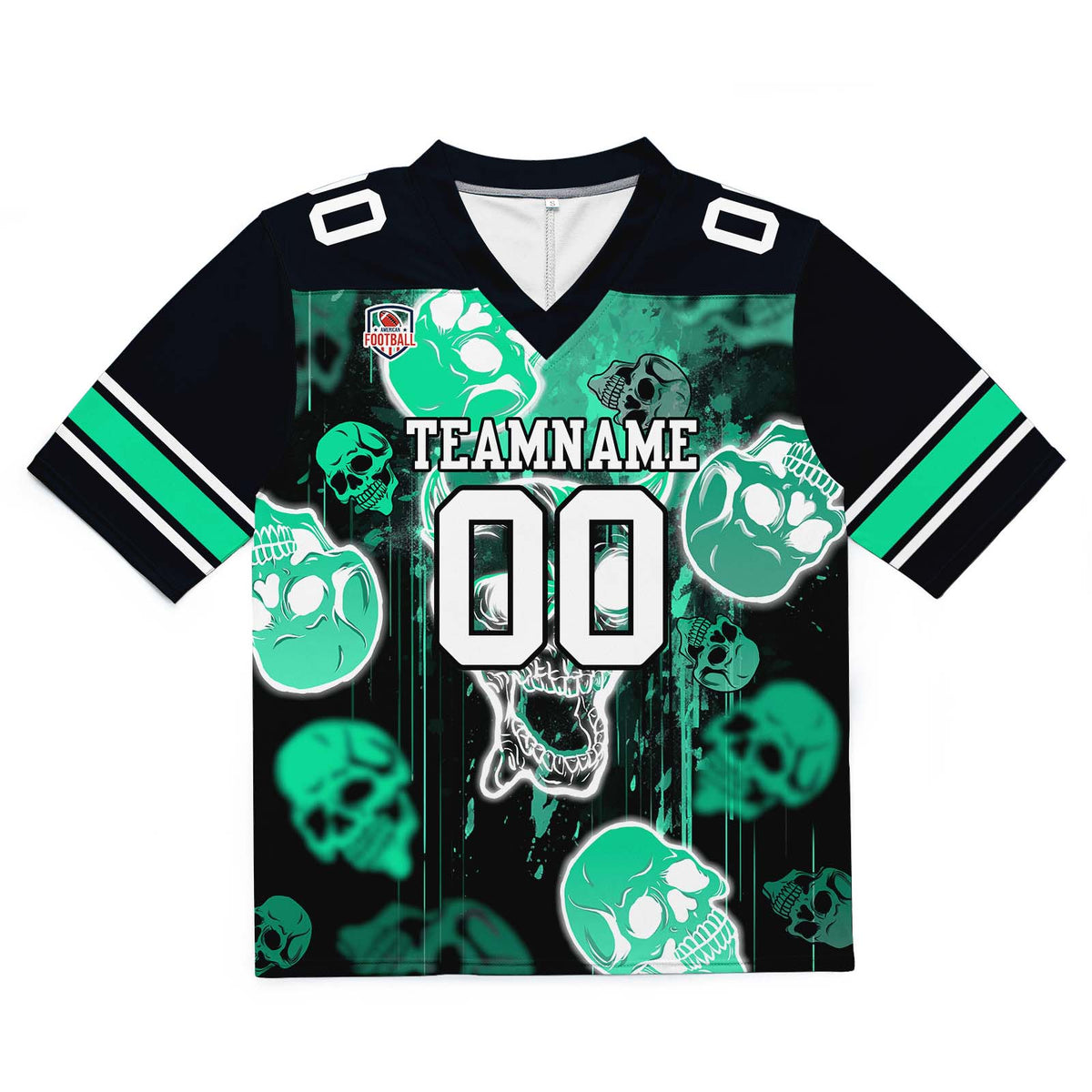 Custom Football Jersey Shirt Personalized Stitched Printed Team Name Number Graffiti skull-Light Green