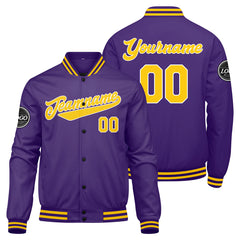 Custom Varsity Jacket Letterman jacket for Men, Women and Youth Purple Yellow