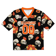 Custom Football Jersey Shirt Personalized Stitched Printed Team Name Number Skull-Orange