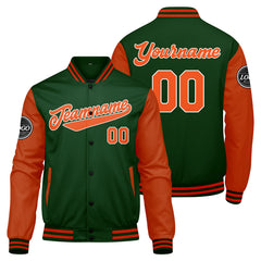 Custom Varsity Jacket Letterman jacket for Men, Women and Youth Dark Green Orange