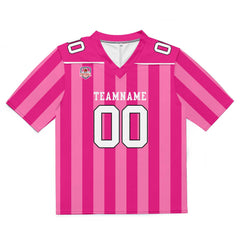 Custom Football Jersey Shirt Personalized Stitched Printed Team Name Number Pink & White