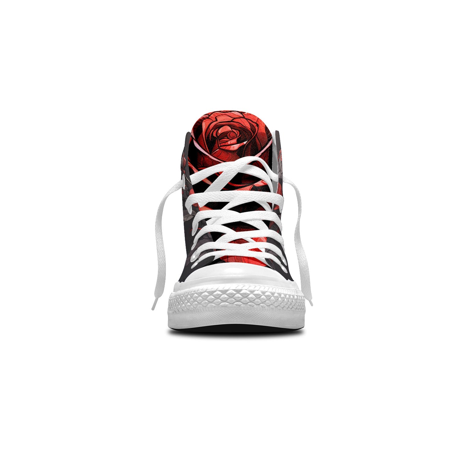 Crimson Shadows: Embrace the Dark Elegance of Red Roses in Our Mid-Top Canvas Shoes