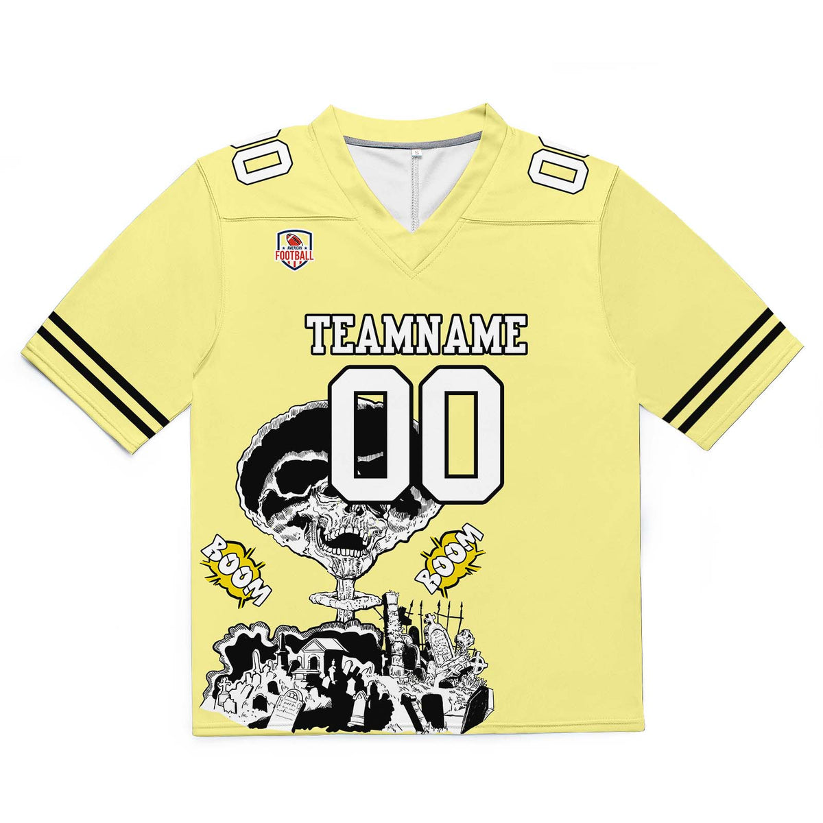 Custom Football Jersey Shirt Personalized Stitched Printed Team Name Number Light Yellow