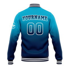 Custom Varsity Jacket Letterman jacket for Men, Women and Youth Aqua&Dark Blue