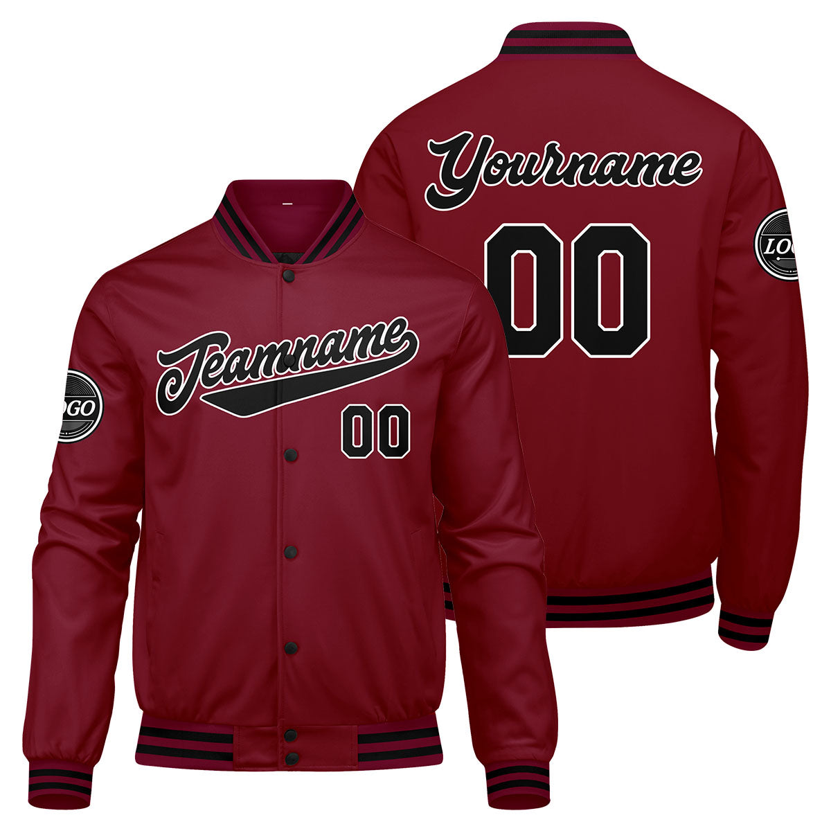 Custom Varsity Jacket Letterman jacket for Men, Women and Youth Crimson Black