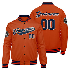 Custom Varsity Jacket Letterman jacket for Men, Women and Youth Navy Orange