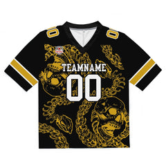 Custom Football Jersey Shirt Personalized Stitched Printed Team Name Number Bones-Gold