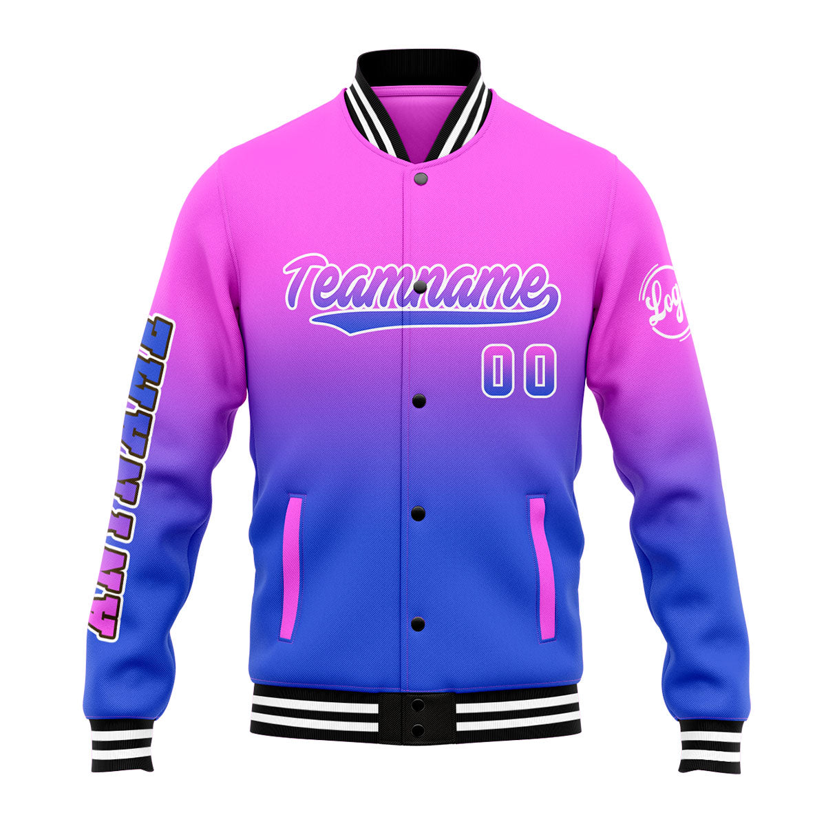 Custom Varsity Jacket Letterman jacket for Men, Women and Youth Pink&Blue