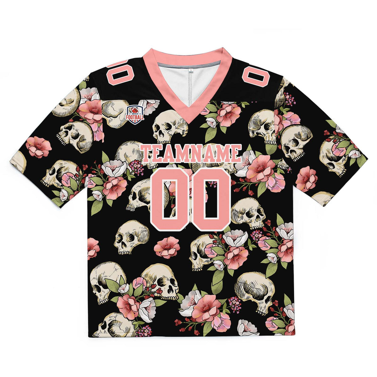 Custom Football Jersey Shirt Personalized Stitched Printed Team Name Number Skull-Pink