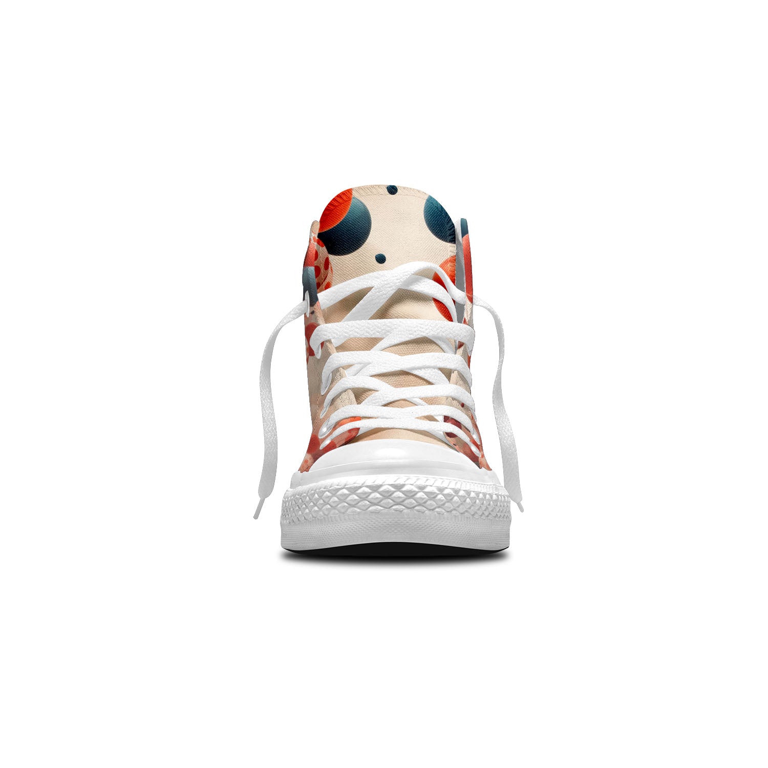 Abstract Float: Dive into a World of Style with Men and Women's Mid-Top Canvas Shoes - Polka Dot Balloon Prints Transforming Each Step into an Abstract Expression of Whimsy and Elegance