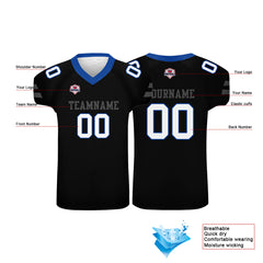 Custom Football Jersey Shirt Personalized Printed Team Name Number Black