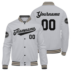 Custom Varsity Jacket Letterman jacket for Men, Women and Youth Grey Black