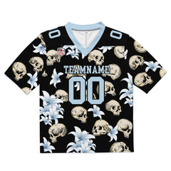 Custom Football Jersey Shirt Personalized Stitched Printed Team Name Number Skull-Light Blue