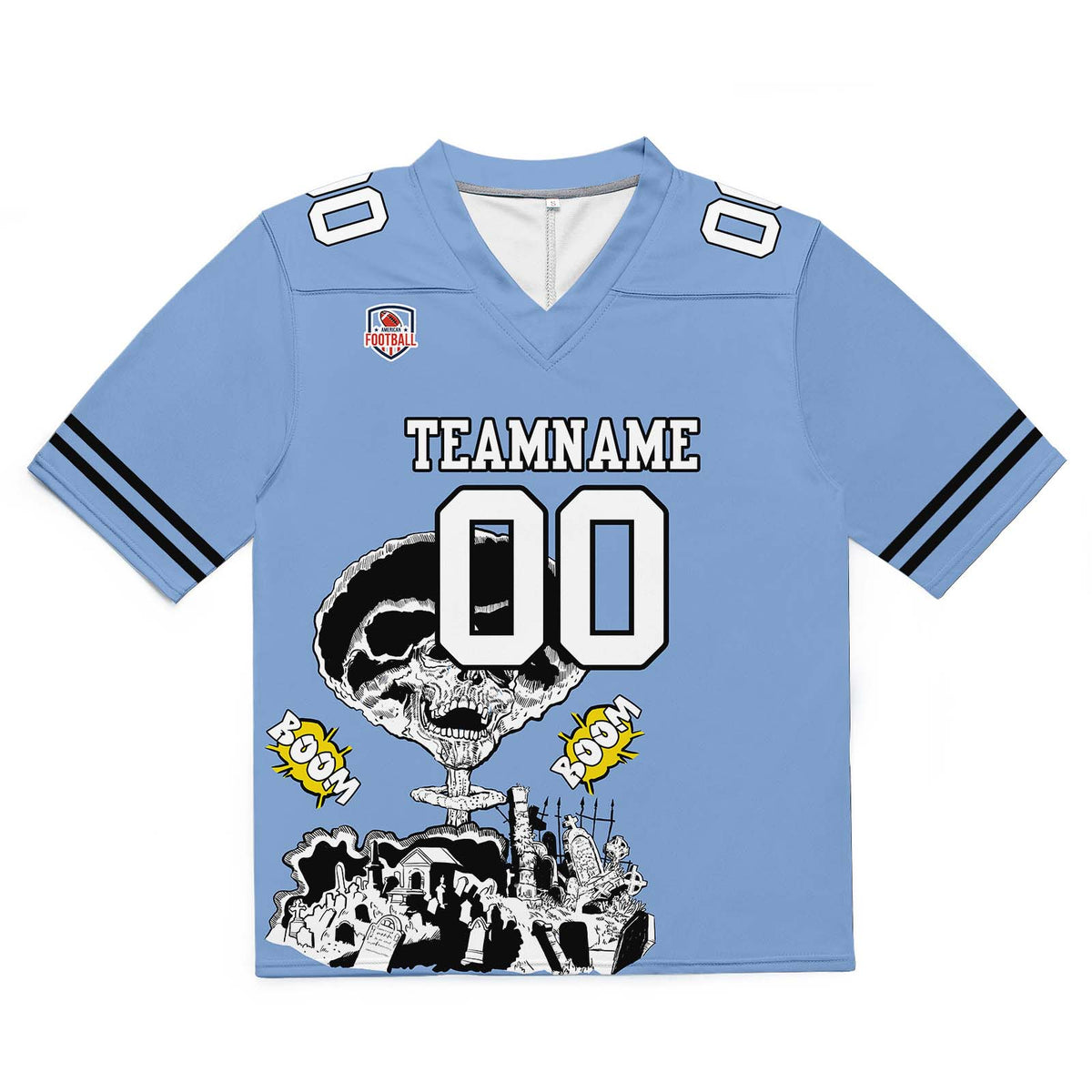 Custom Football Jersey Shirt Personalized Stitched Printed Team Name Number Light Blue