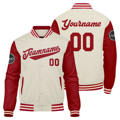 Custom Varsity Jacket Letterman jacket for Men, Women and Youth Red Cream